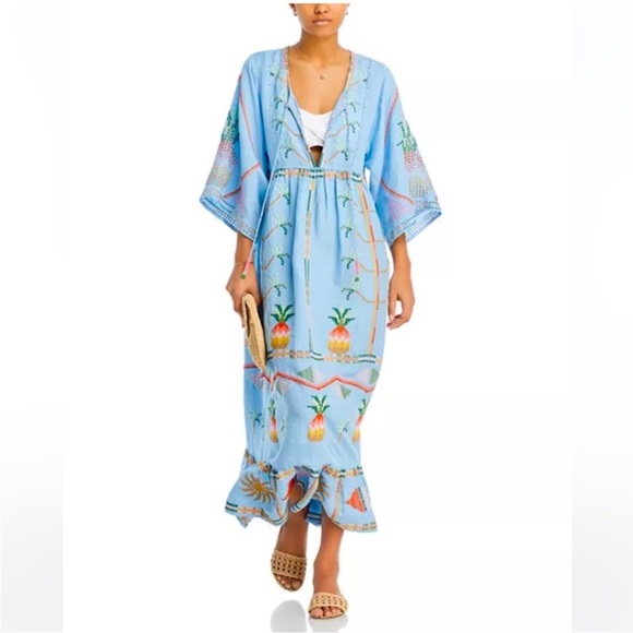 FARM Rio Women’s Embroidered Pineapple linen-blend Maxi Dress, XL, NWT $345 - Picture 8 of 16